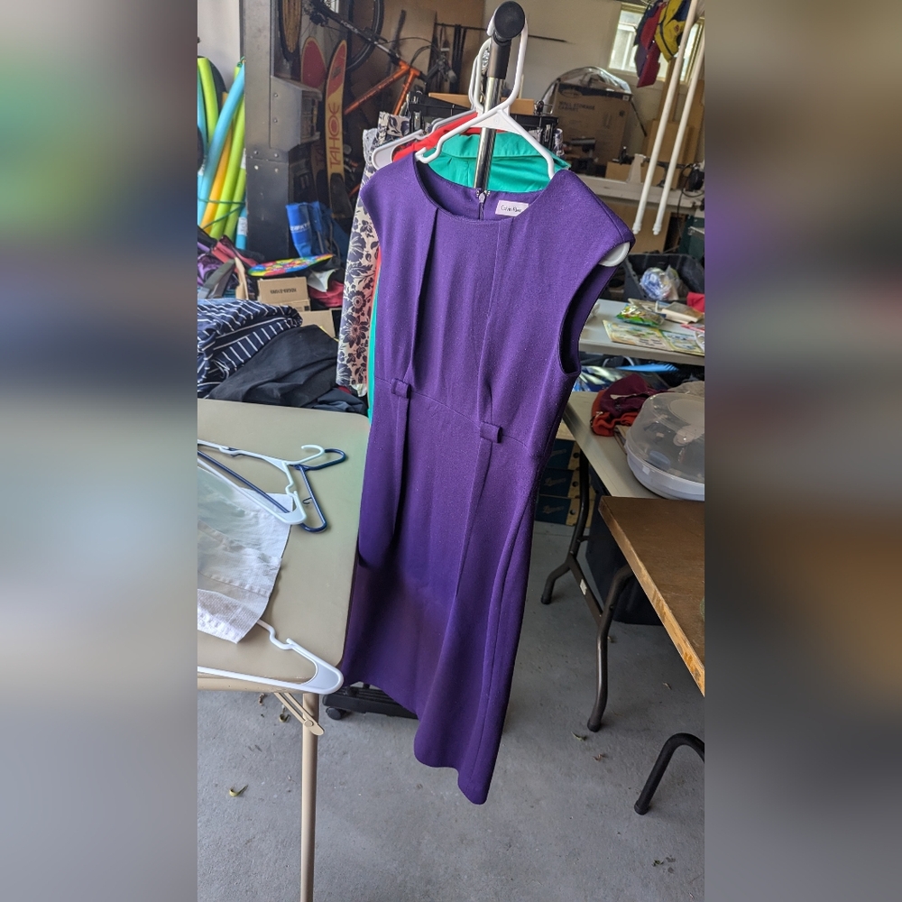 Calvin Klein purple sheath dress with belt